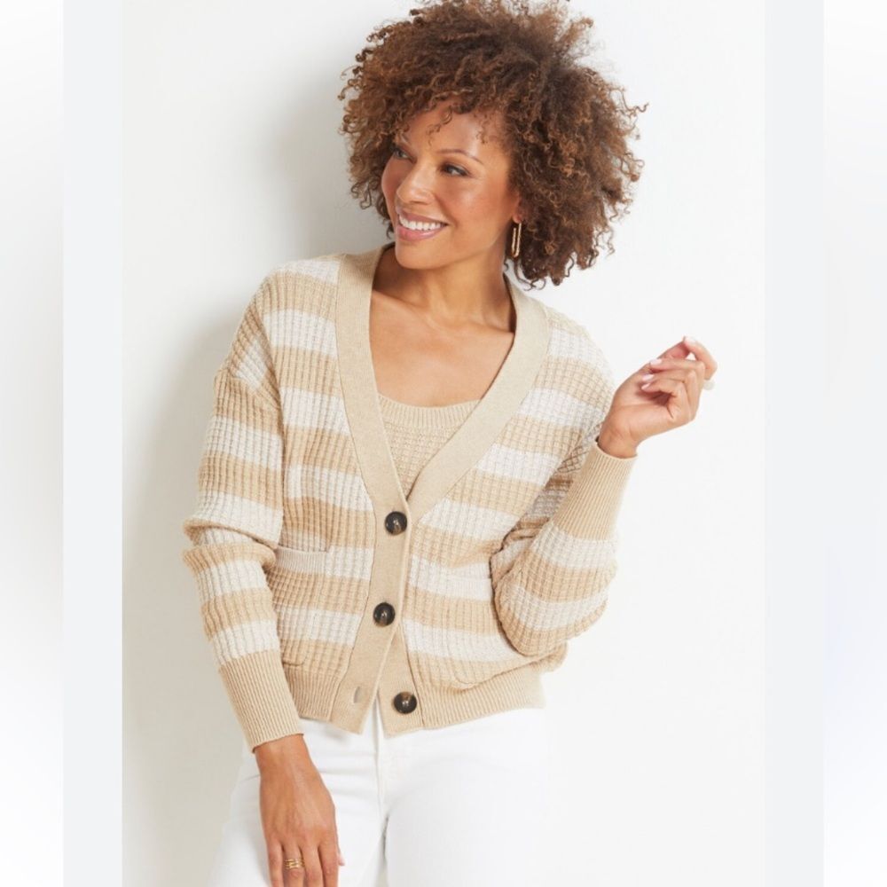 Ladies Evereve Brand‎ Kiki Cardigan Oatmeal and Beige Color Size XS